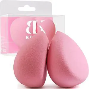 BEAKEY Makeup Sponge Set of 2, Flat Duo Patented Pink Beauty Sponges | Foundation and Powder Application, Soft Blending Blender, Large Flat Design, Latex Free, Beauty Tools for Makeup Lovers BEAKEY Makeup Sponge Set of 2, Flat Duo Patented Pink Beauty Sponges | Foundation and Powder Application, Soft Blending Blender, Large Flat Design, Latex Free, Beauty Tools for Makeup Lovers