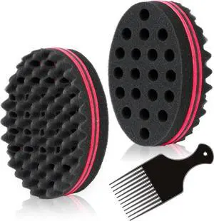 BIGEDDIE Magic Sponge Brush for Afro Curls, Twist Sponge with 6.29 Inch Free Pick Comb (2 PACK) BIGEDDIE Magic Sponge Brush for Afro Curls, Twist Sponge with 6.29 Inch Free Pick Comb (2 PACK)
