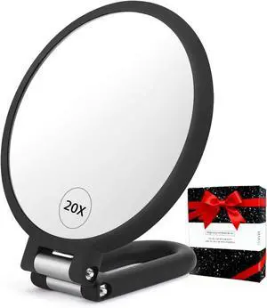 CLSEVXY Magnifying Handheld Mirror Double Sided, 1X 20X Magnification Hand Mirrors, Travel Folding Hand Held Mirror, 360°Rotation Pedestal Makeup Vanity Mirror CLSEVXY Magnifying Handheld Mirror Double Sided, 1X 20X Magnification Hand Mirrors, Travel Folding Hand Held Mirror, 360°Rotation Pedestal Makeup Vanity Mirror