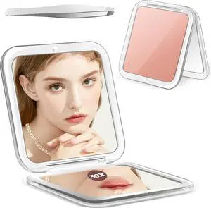 MIYADIVA Compact Mirror, 30X Magnifying Mirror, Pocket Mirror for Purse, Travel Makeup Mirror with 30X/1X Magnification, Travel Essentials Mirrors, Precision Tweezers, Present for Girls MIYADIVA Compact Mirror, 30X Magnifying Mirror, Pocket Mirror for Purse, Travel Makeup Mirror with 30X/1X Magnification, Travel Essentials Mirrors, Precision Tweezers, Present for Girls