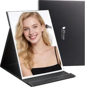 DUcare Folding Table Mirror 6x8 Inch - Portable Desk & Travel Mirror with PU Leather Cover, Adjustable Stand for Makeup, Shaving, Crafting, Black DUcare Folding Table Mirror 6x8 Inch - Portable Desk & Travel Mirror with PU Leather Cover, Adjustable Stand for Makeup, Shaving, Crafting, Black