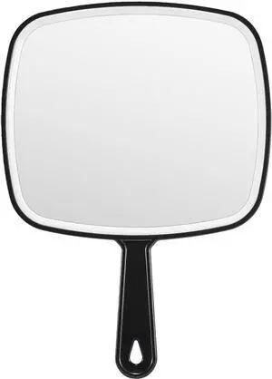 12.4" Lx 9" W Handheld Mirror, Wide View Shower Mirror, Black | Hangable, Hand Salon Mirror with Handle, Barber mirror,Distortion-Free, Hand Mirror for Men and Women, for Makeup, Shaving 12.4" Lx 9" W Handheld Mirror, Wide View Shower Mirror, Black | Hangable, Hand Salon Mirror with Handle, Barber mirror,Distortion-Free, Hand Mirror for Men and Women, for Makeup, Shaving