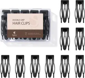 Sightor 10 Pcs Double Grip Hair Clips, Metal Snap Hair Clips Hair Barrettes | Non Slip Hair Clips Black Barrettes Women Hair Styling Hair Accessories for Thin Thick Hair Sightor 10 Pcs Double Grip Hair Clips, Metal Snap Hair Clips Hair Barrettes | Non Slip Hair Clips Black Barrettes Women Hair Styling Hair Accessories for Thin Thick Hair
