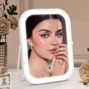 ROLOVE 6x8 Inch Rechargeable Makeup Mirror with Lights, 3 Color, Portable | LED Lighting, Stepless Dimming, 1500mAh Battery, Type-C Charging, Touch Control, 1X True Reflection, Tabletop & Travel Use ROLOVE 6x8 Inch Rechargeable Makeup Mirror with Lights, 3 Color, Portable | LED Lighting, Stepless Dimming, 1500mAh Battery, Type-C Charging, Touch Control, 1X True Reflection, Tabletop & Travel Use