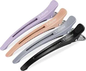 Hair Sectioning Clips 4 Pack, No Crease Duckbill Clips with Silicone Band, 4.4 Inch, Non Slip for Styling & Hair Cutting, Thick & Thin, Curly & Straight Hair, Salon Home, Morandi & Black Hair Sectioning Clips 4 Pack, No Crease Duckbill Clips with Silicone Band, 4.4 Inch, Non Slip for Styling & Hair Cutting, Thick & Thin, Curly & Straight Hair, Salon Home, Morandi & Black