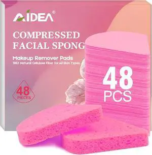 AIDEA Compressed Facial Sponges-48Count, Disposable Face Sponges, Pink | Natural Cellulose Cosmetic Spa Sponges for Facial Cleansing, Exfoliating, Makeup Remover Pads, Travel Essentials AIDEA Compressed Facial Sponges-48Count, Disposable Face Sponges, Pink | Natural Cellulose Cosmetic Spa Sponges for Facial Cleansing, Exfoliating, Makeup Remover Pads, Travel Essentials