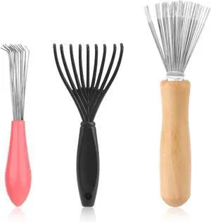 Comb and Brush Cleaner Tool Set - 3 Pieces with Rake Design for Home and Salon Use Comb and Brush Cleaner Tool Set - 3 Pieces with Rake Design for Home and Salon Use