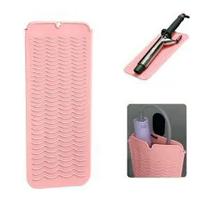 Heat Resistant Silicone Mat with Hanging Hole, Straightener Heat Resistant Travel Mat & Pouch for Curling Iron, Flat Iron and Other Hot Hair Styling Tools, 11 x 5 in, Pink Heat Resistant Silicone Mat with Hanging Hole, Straightener Heat Resistant Travel Mat & Pouch for Curling Iron, Flat Iron and Other Hot Hair Styling Tools, 11 x 5 in, Pink