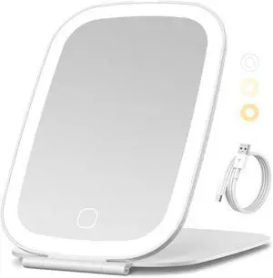 NEZZOE Rechargeable Travel Makeup Mirror with LED Light, 7x5 Inch | Portable Lighted Makeup Mirror, 3 Lighting Modes, Dimmable Touch Control, Foldable Compact Vanity Mirror NEZZOE Rechargeable Travel Makeup Mirror with LED Light, 7x5 Inch | Portable Lighted Makeup Mirror, 3 Lighting Modes, Dimmable Touch Control, Foldable Compact Vanity Mirror