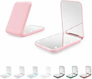 Compact Mirror with Light, 1X/3X Magnification LED Pocket Mirror for Women | Portable, Travel, Purse, Pocket, Gift, Pink, mini, small, essentials, led, fiberglass, batteries, rectangular Compact Mirror with Light, 1X/3X Magnification LED Pocket Mirror for Women | Portable, Travel, Purse, Pocket, Gift, Pink, mini, small, essentials, led, fiberglass, batteries, rectangular