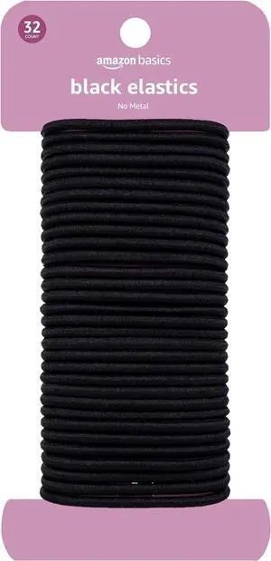 Amazon Basics No Damage Elastic Hair Ties, Ponytail Holders for All Hair Types, Snag-Free, Strong Hold, Black 4 MM, 32 Count Amazon Basics No Damage Elastic Hair Ties, Ponytail Holders for All Hair Types, Snag-Free, Strong Hold, Black 4 MM, 32 Count