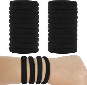 Hair Ties for Women, Black Elastic Hair Bands, 2 Inch Seamless No-Damage Hair Elastics (Black-60pcs) Hair Ties for Women, Black Elastic Hair Bands, 2 Inch Seamless No-Damage Hair Elastics (Black-60pcs)