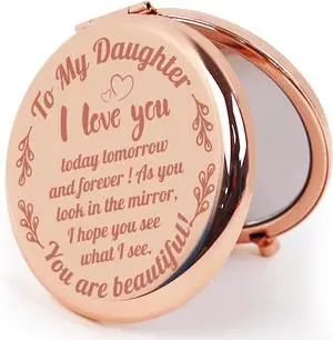 Compact Mirror Round 2.6 Metal Double Sided 1X/2X Engraved Pocket Mirror Gifts for Daughter (RGDr01) Compact Mirror Round 2.6 Metal Double Sided 1X/2X Engraved Pocket Mirror Gifts for Daughter (RGDr01)