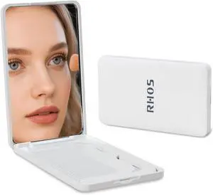 RHOS Folding Mirror with Comb, Pocket Makeup Mirror for Women and Kid Girls | Comb and Mirror Set, Compact & Portable for Travel, Purse, Handbag (White) RHOS Folding Mirror with Comb, Pocket Makeup Mirror for Women and Kid Girls | Comb and Mirror Set, Compact & Portable for Travel, Purse, Handbag (White)