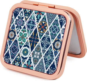 Purse Mirror Compact, Rosegold Square 2.8×2.8 Metal Frame DropRubber Style Double Sided 1X/2X Small Mirror for Purse (Ethinc03) Purse Mirror Compact, Rosegold Square 2.8×2.8 Metal Frame DropRubber Style Double Sided 1X/2X Small Mirror for Purse (Ethinc03)