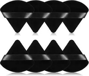 8Pcs of Triangular Powder Puff Makeup Sponges, Made of Super-soft Velvet, Designed for Contouring, Eye, and Corner, Beauty Blender Foundation Mixing Container.(Black) 8Pcs of Triangular Powder Puff Makeup Sponges, Made of Super-soft Velvet, Designed for Contouring, Eye, and Corner, Beauty Blender Foundation Mixing Container.(Black)
