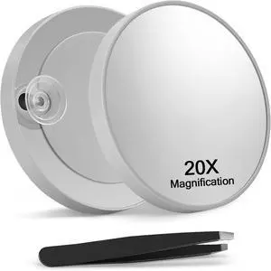 Macaki 20x Magnifying Mirror Suction Cup, Makeup Mirror, 3.5 in, Grey | Small Magnifying Mirror, for Bathroom Bedroom Office, Blackheads, Eyeliner, Travel Mirror with Magnification, Tweezers Macaki 20x Magnifying Mirror Suction Cup, Makeup Mirror, 3.5 in, Grey | Small Magnifying Mirror, for Bathroom Bedroom Office, Blackheads, Eyeliner, Travel Mirror with Magnification, Tweezers