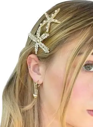 MAKEMECHIC Women's 2 Pcs Starfish Hair Clips Pearl Barrettes Hairpins | Summer Beach Hair Accessories, Multicolor, One-Size MAKEMECHIC Women's 2 Pcs Starfish Hair Clips Pearl Barrettes Hairpins | Summer Beach Hair Accessories, Multicolor, One-Size
