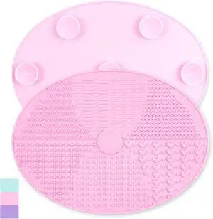 Makeup Brush Cleaner Mat Silicone Brush Cleaning Mat Big Size Make Up Brush Clean Pad with Suction Cup for Makeup Brush Cleaning (Pink) Makeup Brush Cleaner Mat Silicone Brush Cleaning Mat Big Size Make Up Brush Clean Pad with Suction Cup for Makeup Brush Cleaning (Pink)