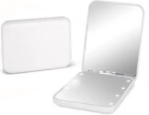 Kintion Pocket Mirror, 1X/3X Magnification LED Compact Mirror (White) | Travel Mirror with Light for Purse, 2-Sided, Portable, Folding, Handheld, Small Lighted Mirror for Gift Kintion Pocket Mirror, 1X/3X Magnification LED Compact Mirror (White) | Travel Mirror with Light for Purse, 2-Sided, Portable, Folding, Handheld, Small Lighted Mirror for Gift