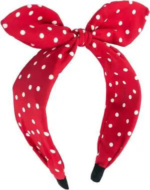Red Polka Dot Bow Headbands for Women and Girls, Non-Slip Cute Bandana Hairband, Flexible Bunny Ear Wide Knotted Hair Hoop, Halloween Costume Retro 50s Hair Accessories Red Polka Dot Bow Headbands for Women and Girls, Non-Slip Cute Bandana Hairband, Flexible Bunny Ear Wide Knotted Hair Hoop, Halloween Costume Retro 50s Hair Accessories