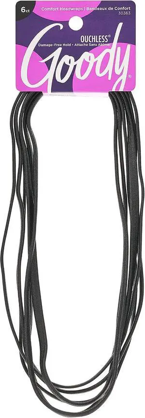 GOODY Women's Ouchless Thin Hair Flat Narrow Headwrap, Black, 6 Count GOODY Women's Ouchless Thin Hair Flat Narrow Headwrap, Black, 6 Count