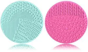 2 Pieces Silicone Makeup Brush Cleaner, YalsFTY Cosmetic Brush Scrubber Mat Pad Cleaning Tool, Dual-Sided Functionality to Accommodate All types of Brushes, Powder Puffs and Sponges (Green & Pink) 2 Pieces Silicone Makeup Brush Cleaner, YalsFTY Cosmetic Brush Scrubber Mat Pad Cleaning Tool, Dual-Sided Functionality to Accommodate All types of Brushes, Powder Puffs and Sponges (Green & Pink)