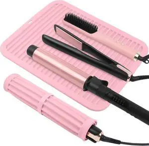 Silicone Heat Resistant Mat for Hair Tools, Oversize, Pink | Professional Hair Tools Holder Mat for Curling Irons, Flat Irons and Hair Straighteners, Portable Travel Hot Tool Pad Cover Silicone Heat Resistant Mat for Hair Tools, Oversize, Pink | Professional Hair Tools Holder Mat for Curling Irons, Flat Irons and Hair Straighteners, Portable Travel Hot Tool Pad Cover