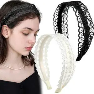 2 Pack Vintage Lace Headbands for Women | Floral embroidered boho hairbands & hairhoops. Fashion lace head wrap for women, girls. For daily wear, parties, wedding. 2 Pack Vintage Lace Headbands for Women | Floral embroidered boho hairbands & hairhoops. Fashion lace head wrap for women, girls. For daily wear, parties, wedding.