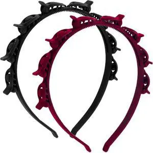 2 Pack Clip Headband Hairclip Headband Bangs Hairpin Braided Toothed Hairband 90s Curly Hair Accessories for Women Girls Black and Wine Red 2 Pack Clip Headband Hairclip Headband Bangs Hairpin Braided Toothed Hairband 90s Curly Hair Accessories for Women Girls Black and Wine Red