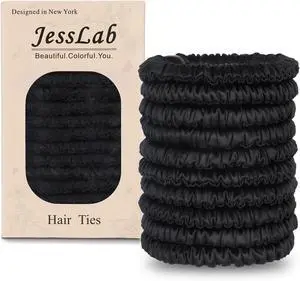 JessLab No Damage Satin Scrunchies, No Crease Hair Ties for Women, Gentle on Fine & Curly Hair, Sleeping, Party, 10-Piece JessLab No Damage Satin Scrunchies, No Crease Hair Ties for Women, Gentle on Fine & Curly Hair, Sleeping, Party, 10-Piece