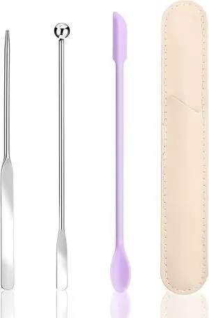 Makeup Spatula, Stainless Steel Depotting Spatula with Silicone Cosmetic Tools Make Up Accessories for Cosmetics Mixing Blending Foundation Small Area of Face Makeup Spatula, Stainless Steel Depotting Spatula with Silicone Cosmetic Tools Make Up Accessories for Cosmetics Mixing Blending Foundation Small Area of Face