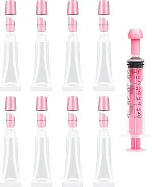 8PCS Empty Lip Gloss Tubes - 10ml Clear Lip Balm Tubes with 5ml Syringes - Refillable Squeeze Tubes for Lip Gloss - Mini Cosmetic Soft Tubes for DIY Lip Gloss and Travel Toiletries 8PCS Empty Lip Gloss Tubes - 10ml Clear Lip Balm Tubes with 5ml Syringes - Refillable Squeeze Tubes for Lip Gloss - Mini Cosmetic Soft Tubes for DIY Lip Gloss and Travel Toiletries