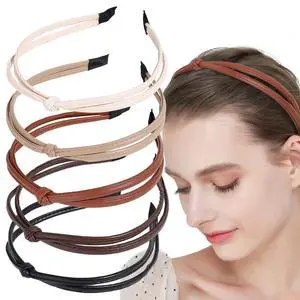 5Pcs Knotted Headbands, Non-Slip PU Leather Fashion Cute Hair Accessories for Women and Girls (G016) 5Pcs Knotted Headbands, Non-Slip PU Leather Fashion Cute Hair Accessories for Women and Girls (G016)