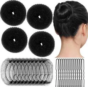 Teenitor Small Hair Bun Maker and Hair Nets Kit, 4 Pcs Small Ballet Bun, 10 Pcs 30 cm Hair Nets for Buns, 20 Pcs U Shaped Bobby Pins, Black Teenitor Small Hair Bun Maker and Hair Nets Kit, 4 Pcs Small Ballet Bun, 10 Pcs 30 cm Hair Nets for Buns, 20 Pcs U Shaped Bobby Pins, Black