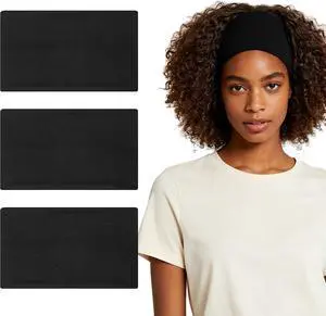 3Pcs Wide Headbands For Women, Black Headband Non Slip, Soft Cotton Cloth Stretchy Thick for Running and Exercise 3Pcs Wide Headbands For Women, Black Headband Non Slip, Soft Cotton Cloth Stretchy Thick for Running and Exercise