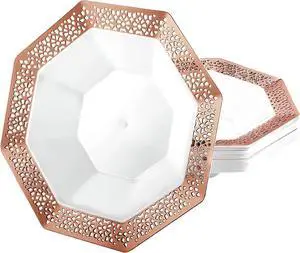 Lacetagon Rose Gold Premium Plastic Octagonal Dessert Bowl - 5 oz. (Packs of 10) - Perfect for Parties, Weddings, and Events Lacetagon Rose Gold Premium Plastic Octagonal Dessert Bowl - 5 oz. (Packs of 10) - Perfect for Parties, Weddings, and Events