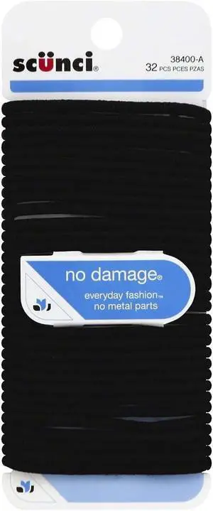 Scunci Black - 32 Count Comfortable Elastics for all day Medium Hold Scunci Black - 32 Count Comfortable Elastics for all day Medium Hold