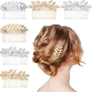 6 PCS Leaf Hair Side Combs Gold Rhinestone Hair Comb Clips with Teeth Wedding Headpiece Hair Accessories for Women, Girls, Bride, Bridesmaid(Gold and Silver) 6 PCS Leaf Hair Side Combs Gold Rhinestone Hair Comb Clips with Teeth Wedding Headpiece Hair Accessories for Women, Girls, Bride, Bridesmaid(Gold and Silver)