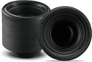 PLASTICPRO 100 PCS Black Plastic Bowls Light Weight 5 oz Small Plastic Soup Bowls Black Salad Dessert Plates Disposable for Party and Wedding PLASTICPRO 100 PCS Black Plastic Bowls Light Weight 5 oz Small Plastic Soup Bowls Black Salad Dessert Plates Disposable for Party and Wedding