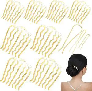 11 Pieces Hair Side Combs Metal Hair Fork Clip French Twist Comb Updo Hair Stick, U-Shape Teeth Styling Tools Messy Bun Maker Vintage Hairstyle Pins Accessories for Women and Girls (Gold) 11 Pieces Hair Side Combs Metal Hair Fork Clip French Twist Comb Updo Hair Stick, U-Shape Teeth Styling Tools Messy Bun Maker Vintage Hairstyle Pins Accessories for Women and Girls (Gold)