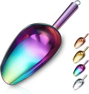 Berglander Stainless Steel Rainbow Ice Scoop 6 OZ, Titanium Colorful Plating Metal Ice Scooper For Ice Maker Multipurpose For Candy Wedding Kitchen Bar Party Pet Animal Dog Food Scoop Beach Shovel Berglander Stainless Steel Rainbow Ice Scoop 6 OZ, Titanium Colorful Plating Metal Ice Scooper For Ice Maker Multipurpose For Candy Wedding Kitchen Bar Party Pet Animal Dog Food Scoop Beach Shovel