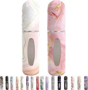 Perfume Travel Refillable Bottle Portable Mini Sprayer,Empty Perfume Bottles with Unique Patterns,Refill Pump Case for Traveling and Outgoing,2 Pcs Pack of 5 ml(White and Pink) Perfume Travel Refillable Bottle Portable Mini Sprayer,Empty Perfume Bottles with Unique Patterns,Refill Pump Case for Traveling and Outgoing,2 Pcs Pack of 5 ml(White and Pink)
