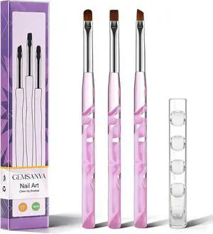 4Pcs Nail Art Cleanup Brushes,Clean Polish Mistakes Tools & Holder | Flat/Oval/Fine Angled Gel Polish Brushes,Marble acrylic handles,Manicure Tools for Salon and Home Use 4Pcs Nail Art Cleanup Brushes,Clean Polish Mistakes Tools & Holder | Flat/Oval/Fine Angled Gel Polish Brushes,Marble acrylic handles,Manicure Tools for Salon and Home Use