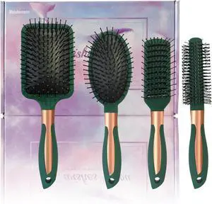 4 Pcs Hair Brush Set,Anti Static Massage Oval Comb,Detangling Brush Round Hair Brush Vent Hair Brush,Flexible Soft Pin Bristles for Long Thick Curly Wavy Dry Damaged Hair 4 Pcs Hair Brush Set,Anti Static Massage Oval Comb,Detangling Brush Round Hair Brush Vent Hair Brush,Flexible Soft Pin Bristles for Long Thick Curly Wavy Dry Damaged Hair