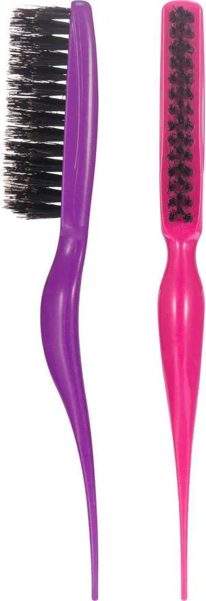 Frienda 2 Pieces Teasing Hair Brush Slick Back Brush (Fuchsia and Purple) | Boar Bristle Brush Comb, Women Salon Boar, Nylon Bristle, Beauty Styling, Slick Back, Backcombing Tool Frienda 2 Pieces Teasing Hair Brush Slick Back Brush (Fuchsia and Purple) | Boar Bristle Brush Comb, Women Salon Boar, Nylon Bristle, Beauty Styling, Slick Back, Backcombing Tool