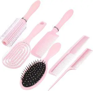 6 Pieces Detangling Styling Comb Set for Women and Men - Hair Brush for Straight, Curly, and All Hair Types(Pink) 6 Pieces Detangling Styling Comb Set for Women and Men - Hair Brush for Straight, Curly, and All Hair Types(Pink)