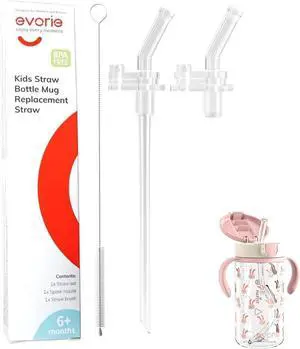Evorie Replacement Straw Kit for 10oz Tritan Toddler Sippy Cup | BPA, BPS & Phthalate-Free, Food-grade silicone, Spill-proof, Anti-backflow, Easy to replace, Cleaning brush included Evorie Replacement Straw Kit for 10oz Tritan Toddler Sippy Cup | BPA, BPS & Phthalate-Free, Food-grade silicone, Spill-proof, Anti-backflow, Easy to replace, Cleaning brush included