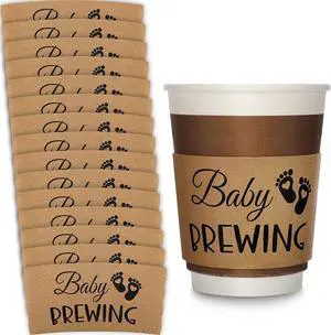 Newtay 50 Counts Baby Is Brewing Coffee Sleeves, Disposable Kraft Paper Cup Sleeves for Baby Shower, Gender Reveal, Halloween Party Decorations, Fits 12 16 or 20 oz Hot Cold Drinks Paper Cup(Playful) Newtay 50 Counts Baby Is Brewing Coffee Sleeves, Disposable Kraft Paper Cup Sleeves for Baby Shower, Gender Reveal, Halloween Party Decorations, Fits 12 16 or 20 oz Hot Cold Drinks Paper Cup(Playful)