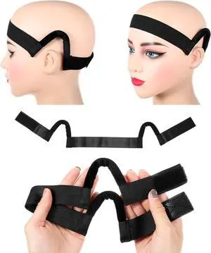 2Pcs Wig Band for Lace Front Ear Cut Free Lace Melting Elastic Painless Wig Bangs Headband Earless Melting Band Supplies for Women No Slip C Shaped Ear Curve Black Color Regular Size 2Pcs Wig Band for Lace Front Ear Cut Free Lace Melting Elastic Painless Wig Bangs Headband Earless Melting Band Supplies for Women No Slip C Shaped Ear Curve Black Color Regular Size